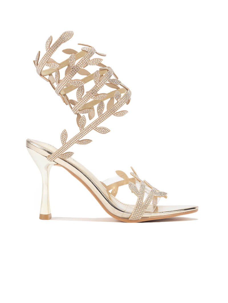 Sandales à talons à lanières strassées